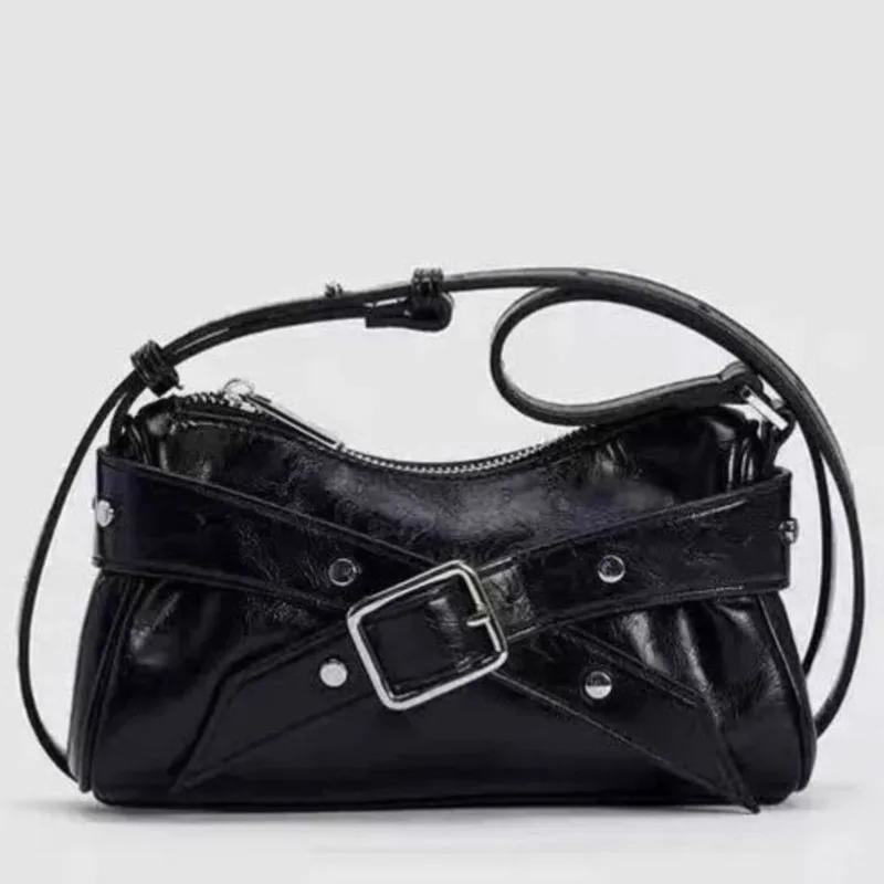 JIAERDI Harajuku Studded Tote Bag Women Cross Leather Buckle Shoulder Bag Ladies Fashion Premium Commuter Crossbody Bag 2025 New