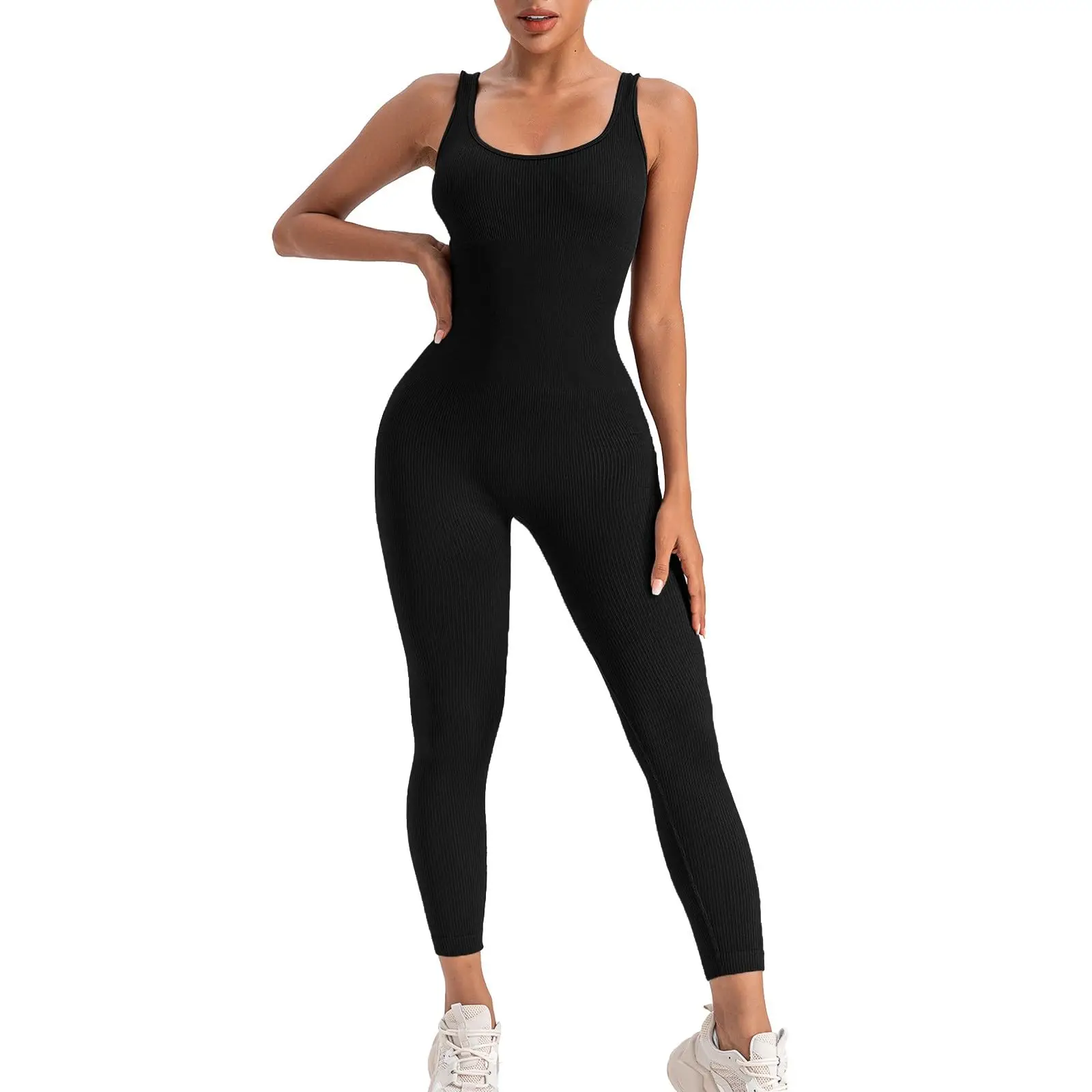 

Women Sexy Bodycon Sleeveless Jumpsuit Tank Tops High Waist Long Pants Yoga Ribbed Romper Clubwear One Piece Workout Catsuit New