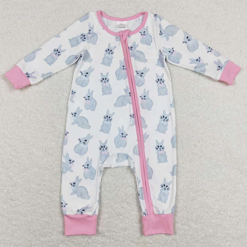 Boutique Kids Sibling Pajamas Bunny Print Cute Easter Baby Girls Pajamas Match Infant Baby Romper Cute Boys Sleepwear Nightwear