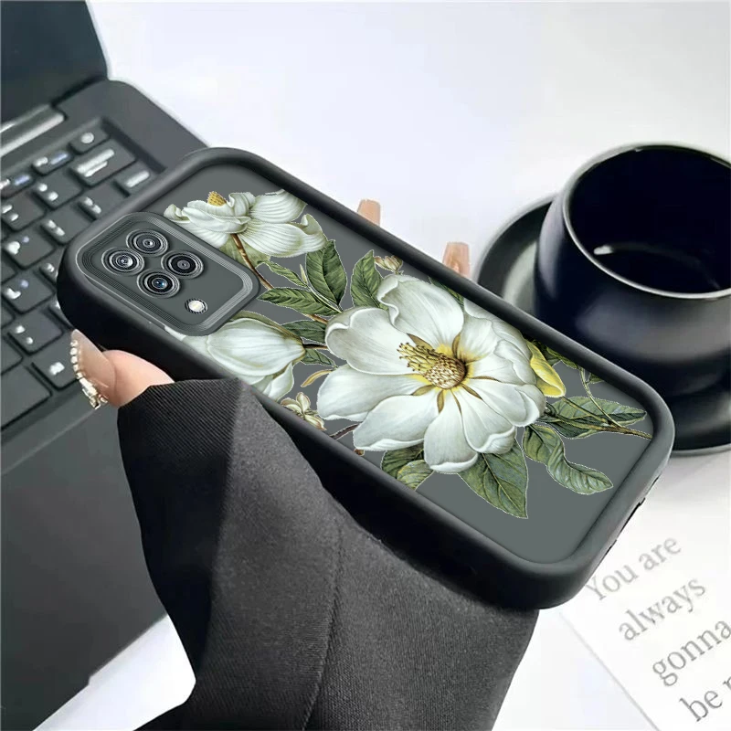 Floral Painted Silicone Phone Case - Anti-Drop Soft Cover