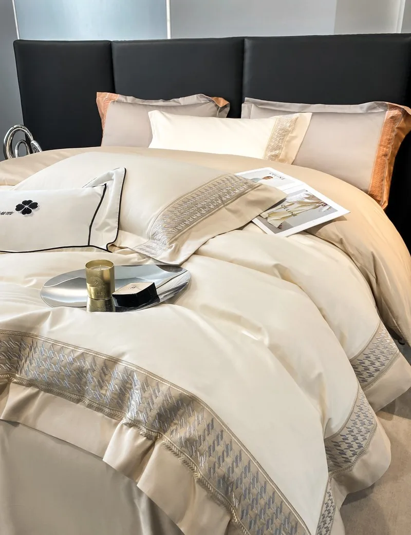 Egyptian cotton soft Duvet cover bedsheet pillowcases Luxury Embroidery Bed set Bedding set 14 S39a4d7315d2549d1b9b11d20880e2390e