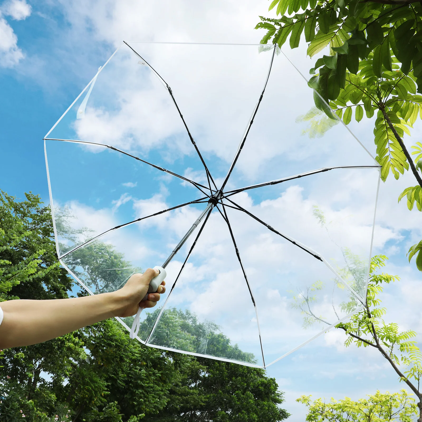 Fully Automatic Three-fold Transparent Umbrella for Adults