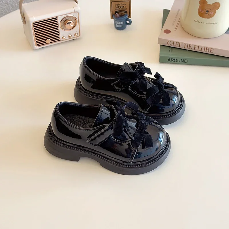 Children Leather Shoes Spring New Princess Shoes for Girls Wine Red Versatile Kids Fashion Wedding Party Mary Jane Glossy