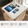Fluted Nightstand Set of 2 with Charging Station, 18" Modern Side Table with Faux Marble Top, 2 Drawer End Table w/Storage, Bed 4