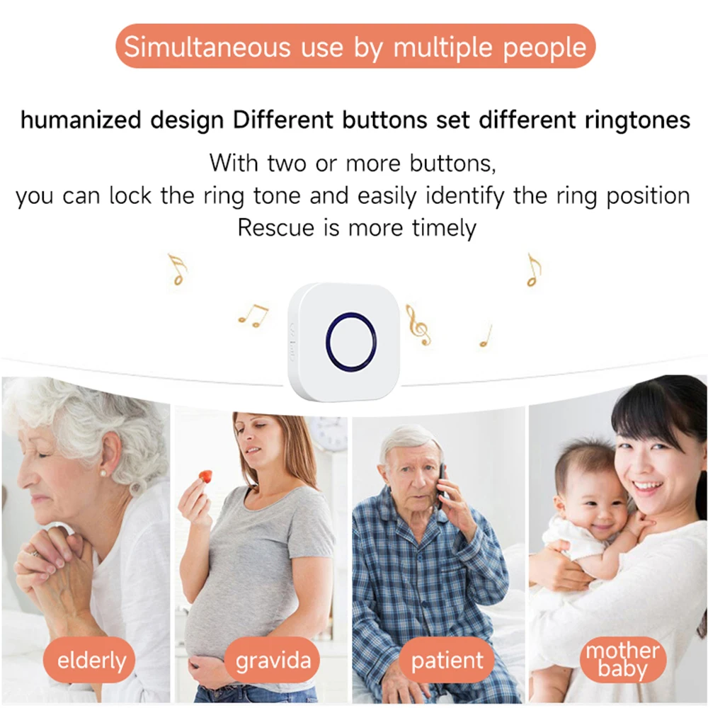 433MHz Caregiver Pagers Call Bell for Elderly Monitoring,Wearable SOS Call Button for Patients, Home Alarm System Elderly