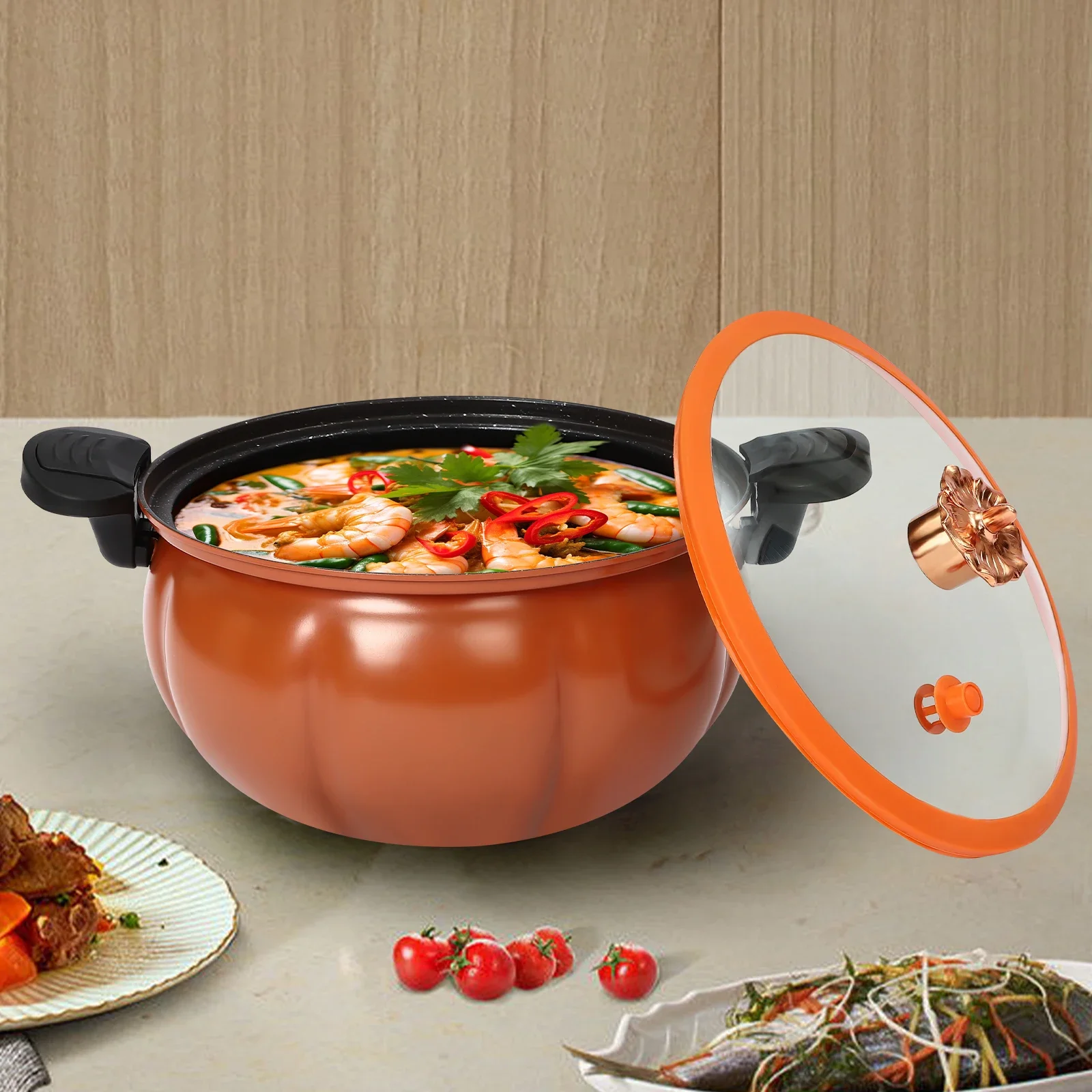 8L Micro Pumpkin-Shaped Non-Stick Pressure Cooker – Gas Stove 3