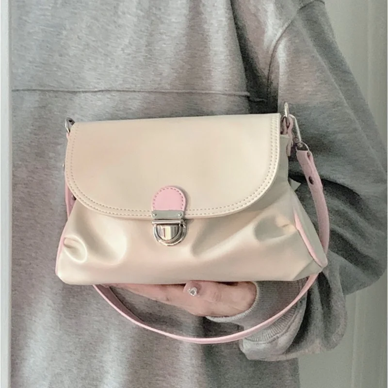 

Pleated PU Leather Women's Small Shoulder Bags Fashion Pink Girls Underarm Bag Messenger Bags Female Clutch Purse Handbags
