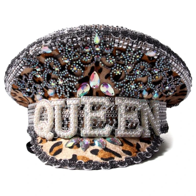 

Fashion Woman Hat Wedding Hat Stage Show Hat with Military Hat Stage Performances Hat for Masquerade Party