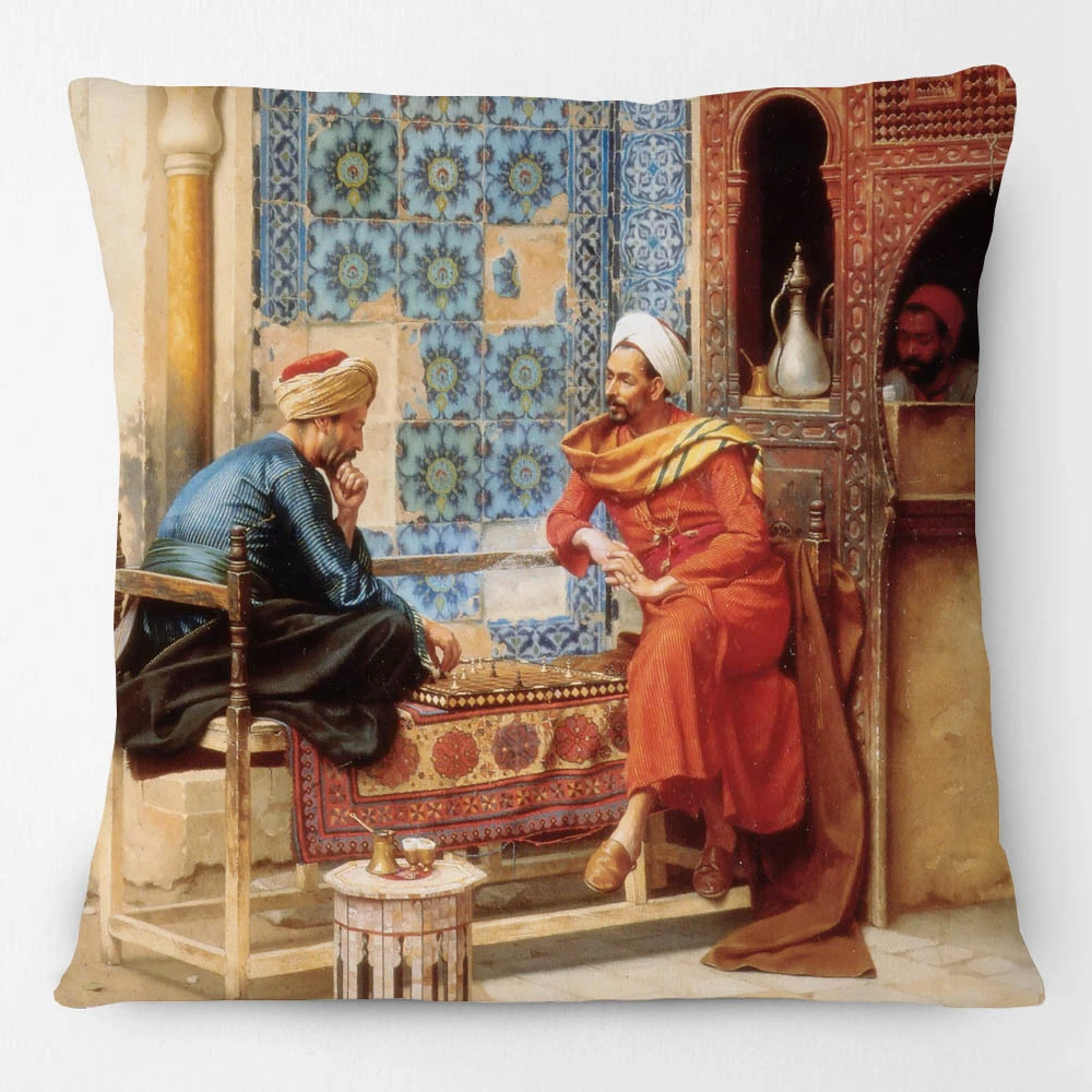 Arabic Islamic Egyptian Art Portrait Painting Cushion Cover Flowers