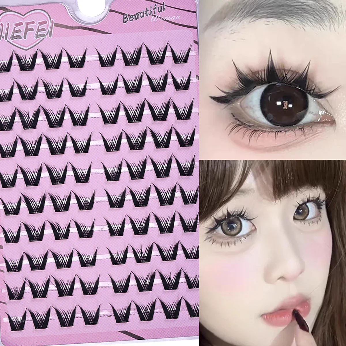 Selbstklebende, kleberfreie Wimpernbüschel, natürliche Wimpernverlängerung, DIY-Make-up, einzelne falsche Wimpern, Anime-Wimpern