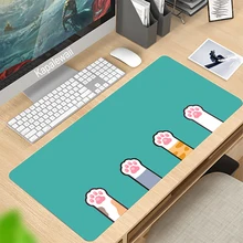 Tapete de mesa de borracha natural do jogo do computador de mousepad do rato do tamanho grande bonito da pata do gato tapete de mesa de bloqueio da borda para csgo lol