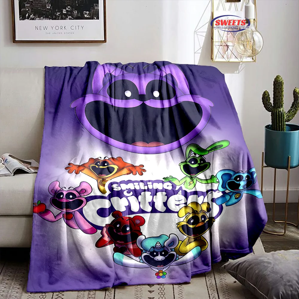 S-Smiling C-Critters Horr0r Game Cartoon Flannel Blanket for Bed Bedroom Sofa Picnic,Throw Blanket for Cover Outdoor Leisure Nap 5