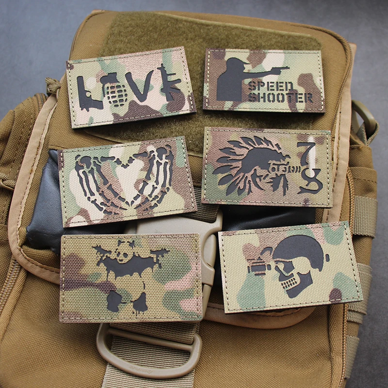 

IR Infrared Reflective Laser Engraving Camouflage Personality Skull Badge Ins Armband