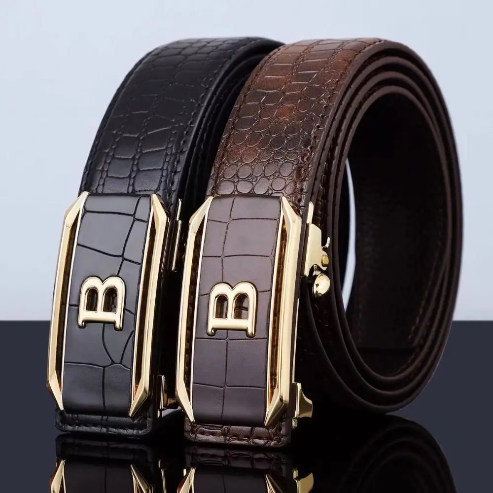 500883-86a7a1.jpg Casual Black Coffee Business Leather Belt Luxury Design Trendy Brand Automatic Buckle Waist Belt Man Crocodile Pattern Waistband - Image 1