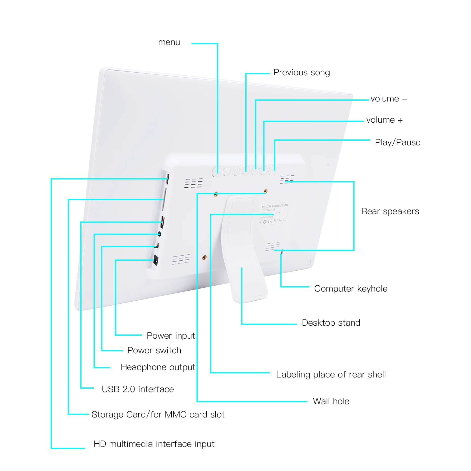 【New】15 Inch HD 1280x800 Digital Photo Frame Electronic Album MP3 MPEG4 Picture Music view 4