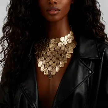 Vintage Irregular Circular Necklace With Bohemian Exaggerated Collarbone Chain  Vintage New sweater Chain Style Versatile 1