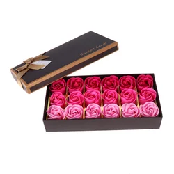 Flower Shaped Soap Bath Rose Flower Floral Scented Gradient Rose Petals Body in Gift Box for Valentines Day Anniversary
