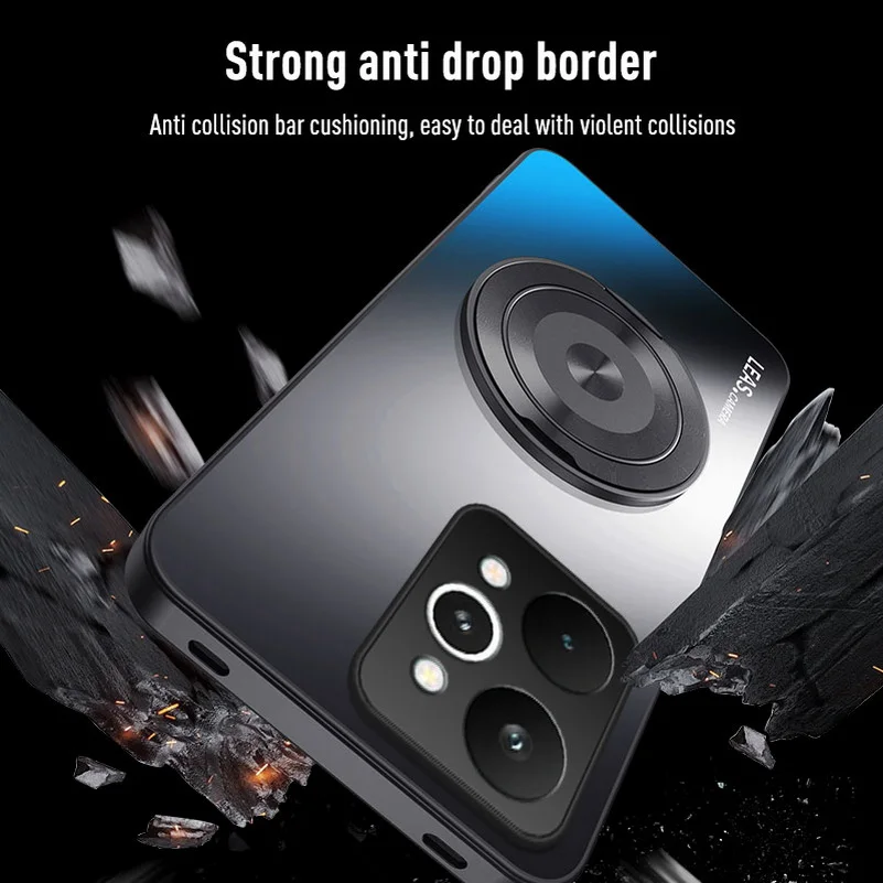 Matte Back Panel Metal Magnetic Bracket Phone Case Cover