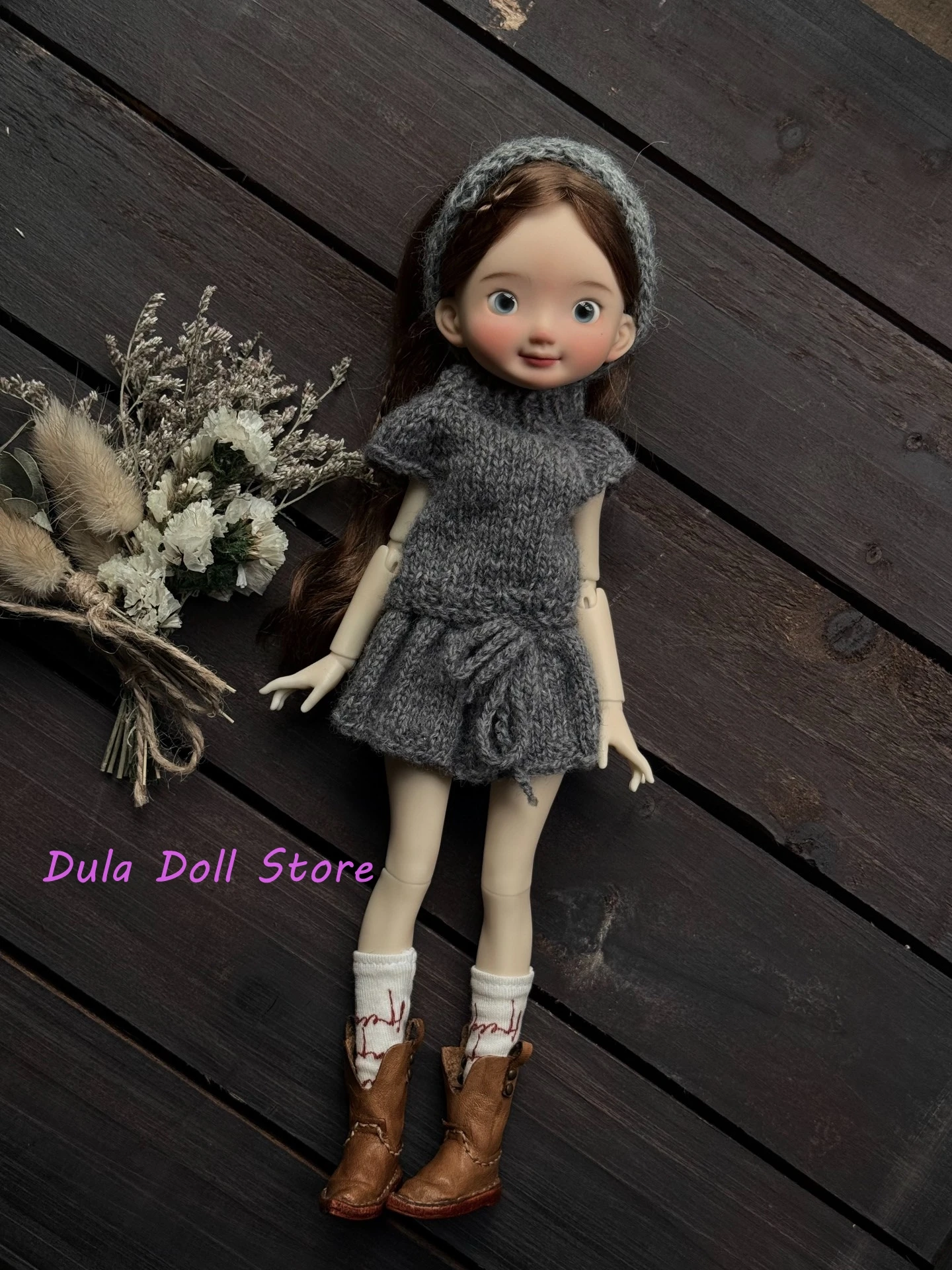 Dula 인형 옷 Blythe Landoudou Landazz ob24 ob22 Licca 1/6 인형 니트 원사 후크 및 머리띠 ? 탑스 ? 스커트