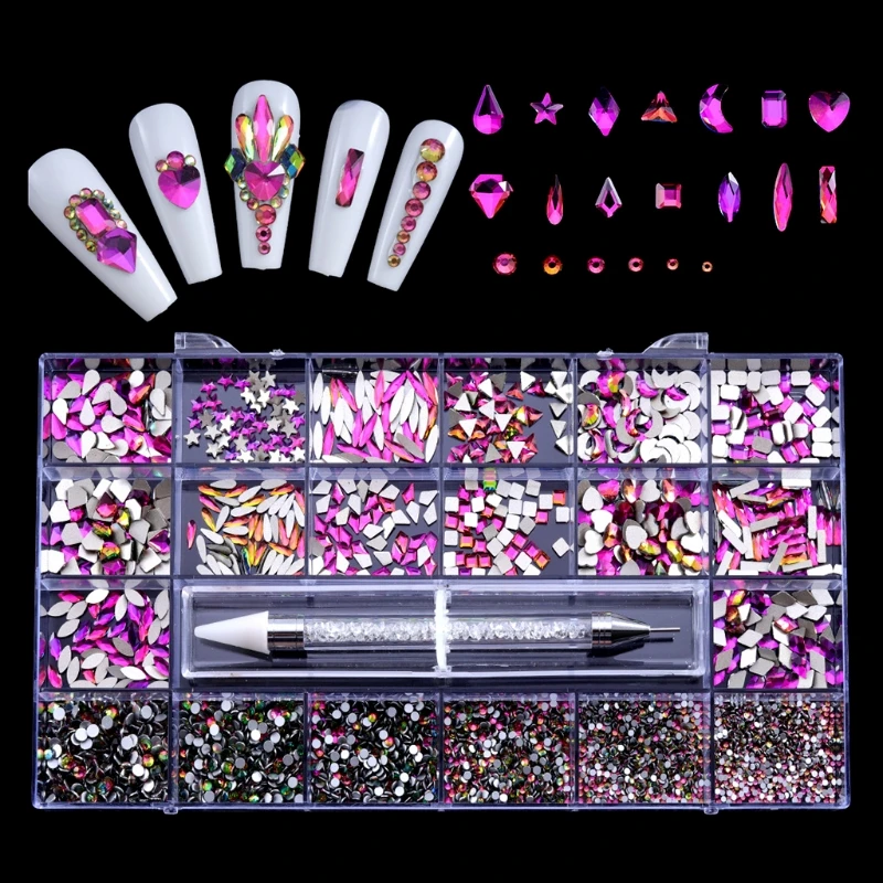 

Бусины из драгоценных камней для изготовления ювелирных изделий для ногтей, набор для изготовления хрустальных колец с коробкой