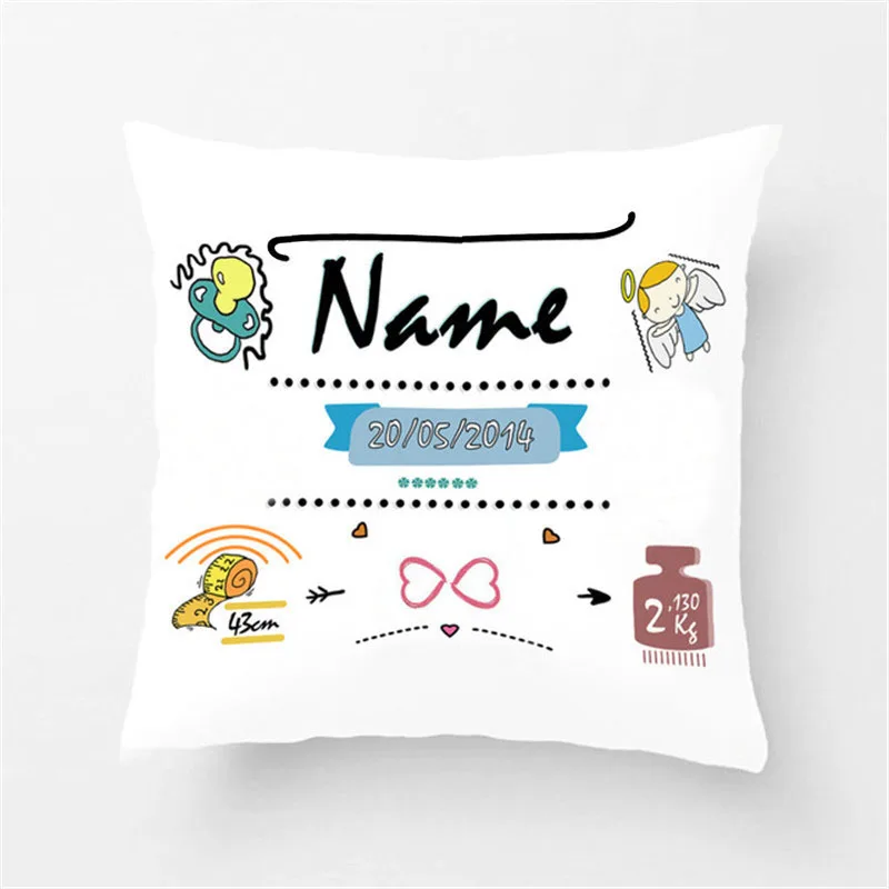 Personalized Baby Birth Pillow Case New Baby Welcome Gift, Decorative Cushion Cover Girl Pillow Case Name Pillowcase