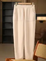 New Classy Autumn Winter Soft Thick Warm Wool Women Pencil Pants Woman 100% Merino Wool Trousers Elastic Waist Knited Wool Pants - Image 3