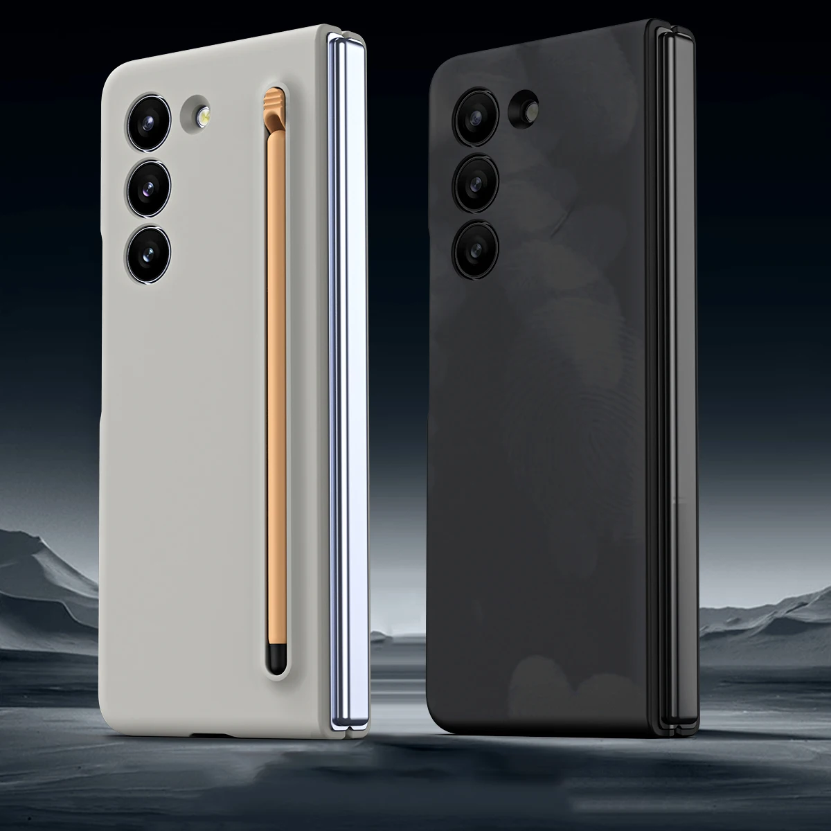 Business Simple All-inclusive Folding Phone Case For Samsung Galaxy Z Fold 5 Pen Slot Design Anti-drop Shell With Capacitor Pen