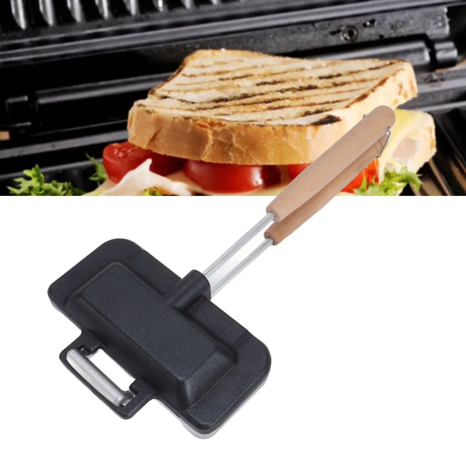 

Detachable Handle Small Jig Portable Single Slice Bread Crimping Sealing Skillet Baking Pan Breakfast