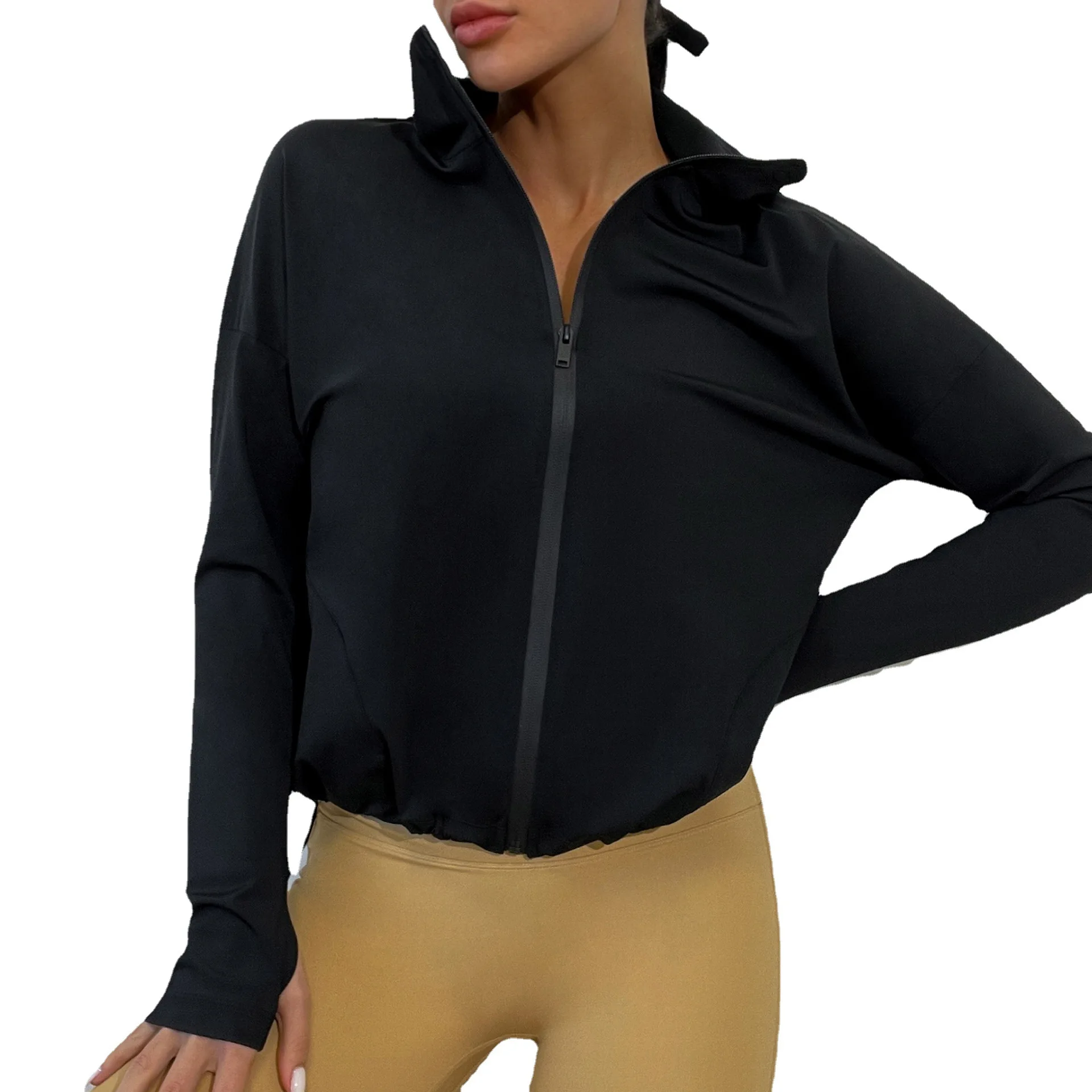 Yoga Workout Top Long Sleeve Activewear UV Protection Hooded Women's Clothing Fitness Tennis Jacket Gym Wear Running Training