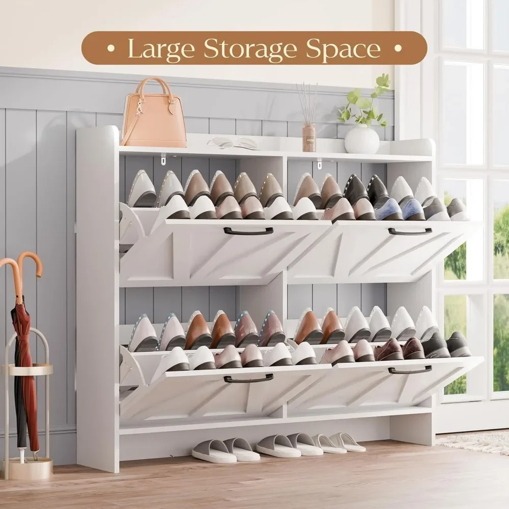 Shoe Storage Cabinet with Drawers, Freestanding Shoe Cabinet, Shoe Organizer with Wood Legs for Entryway,Living Room - Image 4