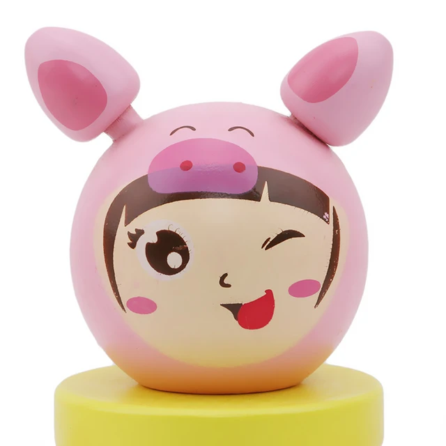 Cartoon Wooden Educational Block Toys Tumbler Doll Roly-poly Mobile Toy For Baby Newborns Kids Gift Stacking Game 4