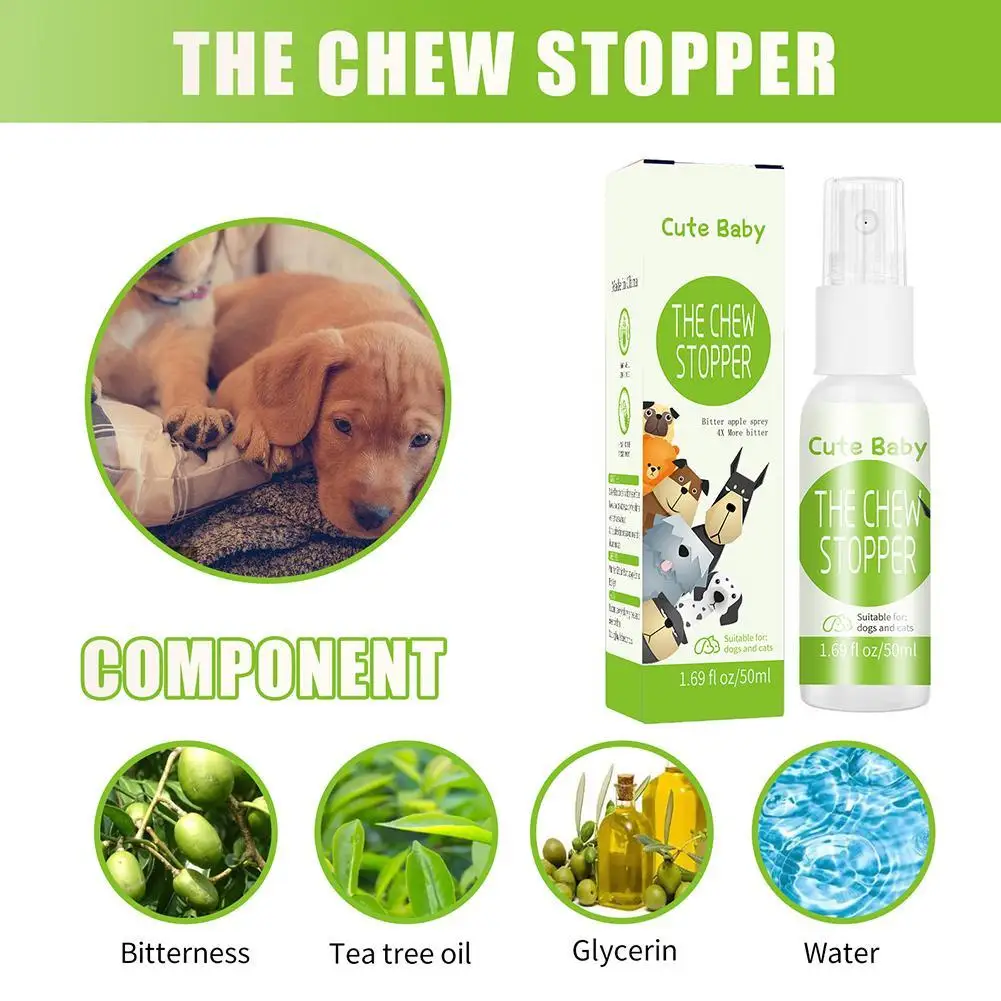 Chew Stopper Spray for Dogs to Stop Chewing Natural Ingredients No Chew Spray for Indoor Pet Training Aid Prevent Home Damage