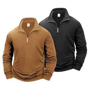 Autunno uomo cerniera pullover maglione a maniche lunghe uomo caldo sottile casual dolcevita collo finto pullover felpe top 1