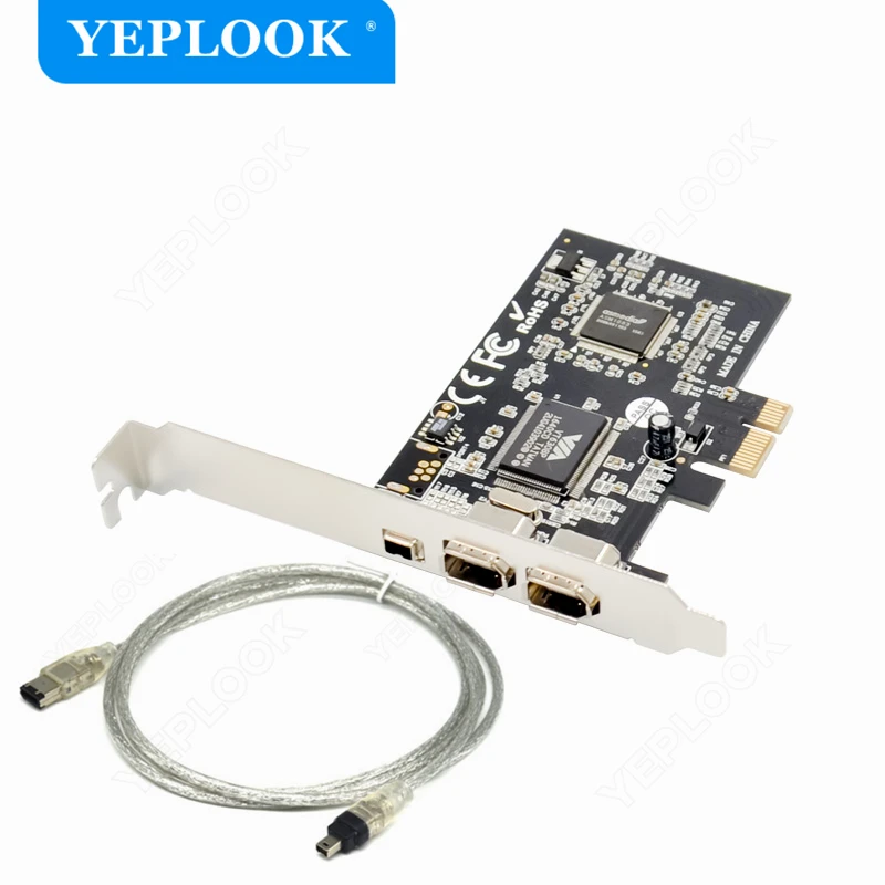 

PCIe 3 Port 1394 Card (2x 6Pin+1x 4Pin) Firewire 800 IEEE Adapter with 6Pin to 4Pin Cable 800mbps for Desktop PC DV Video, Audio