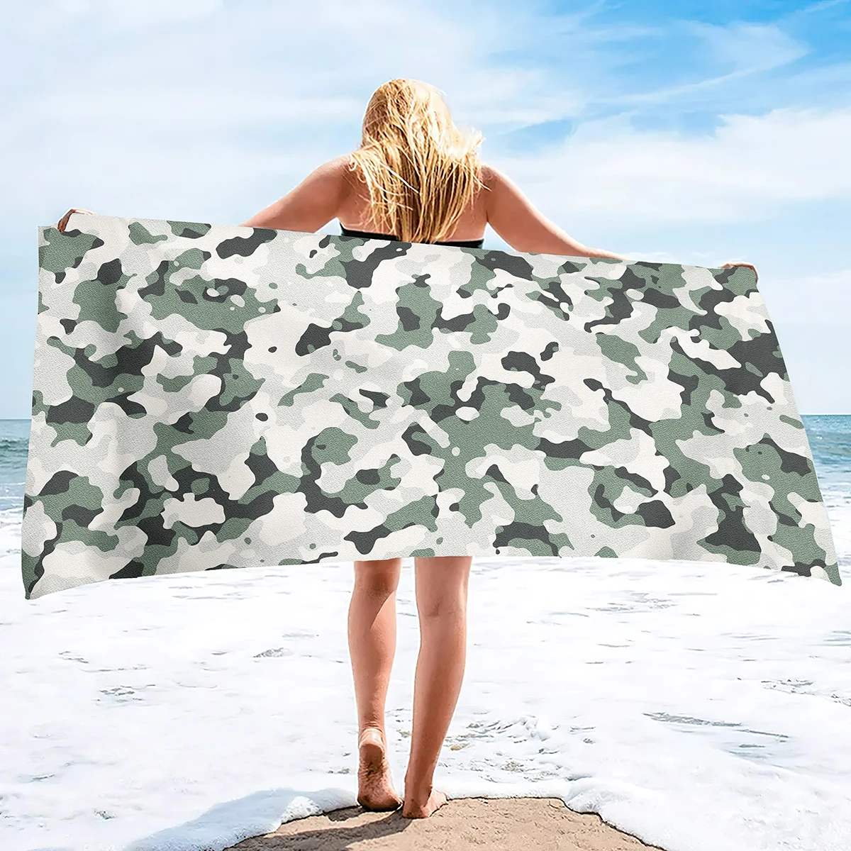 Serviette de plage camouflage anti sable grande taille douce_voghion.com
