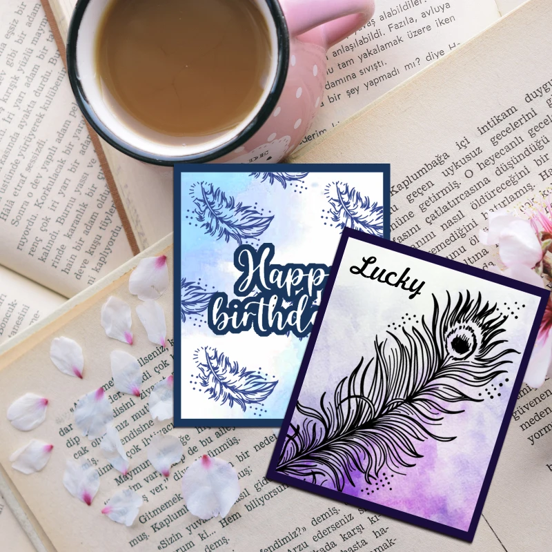 Stamps Mini Feather Clear For DIY Scrapbooking Silicone Stamp Seals Transparent For Cards Making Photo Album Journal 4Pcs