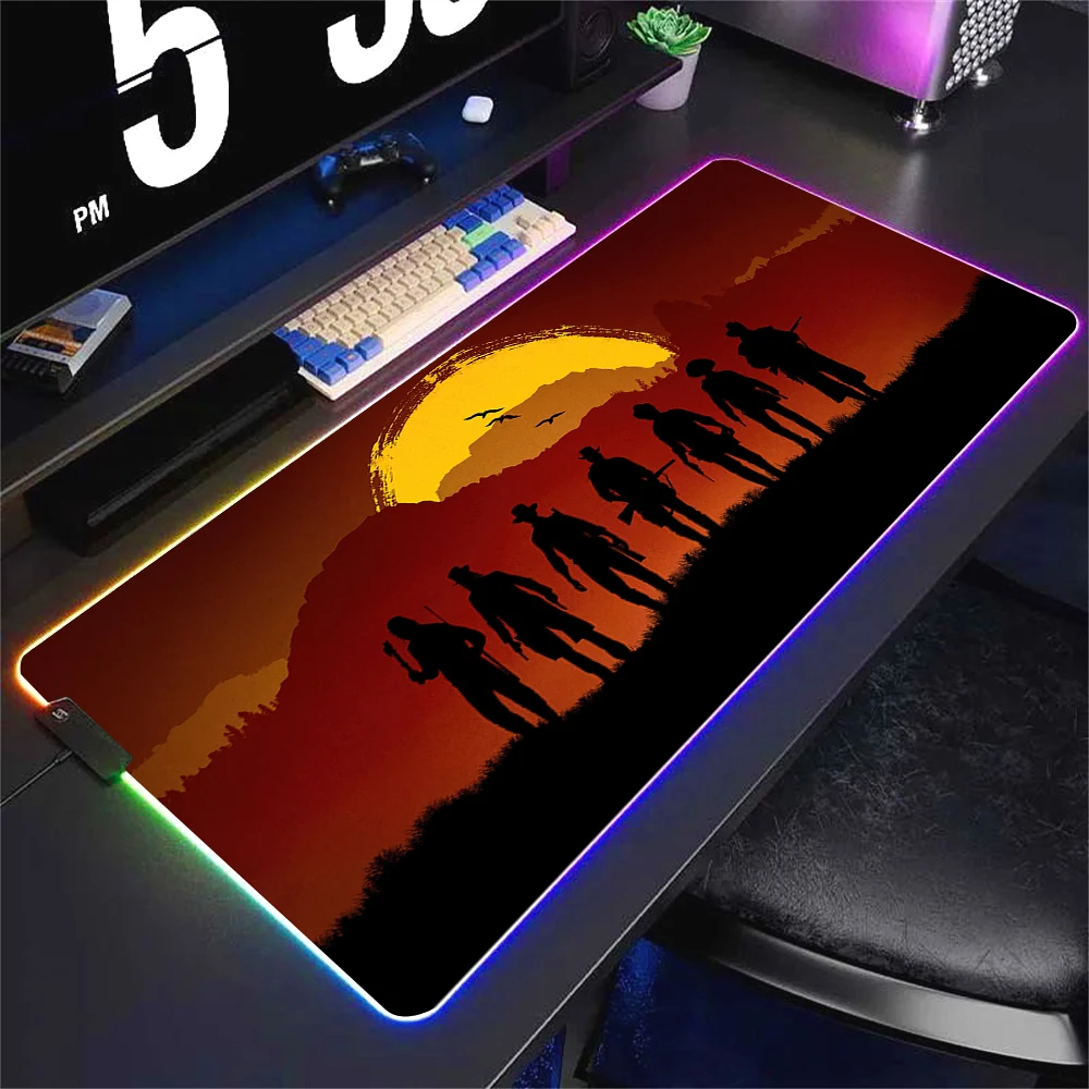thumbnail image 1 of Alfombrilla de ratón de Anime Red Dead Redemption 2 RGB colorida para juegos, alfombrilla grande para juegos XL con luz LED, alfombrilla para ratón para ordenador, alfombrilla para escritorio para jue, 1 of 5