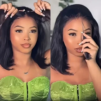 5X5 4X4 Closure Wig  Straight Bob Wig Ready To Wear Glueless Wig Stort Bob Wig No Lace Front Human Hair Wigs Pre Plucked 1
