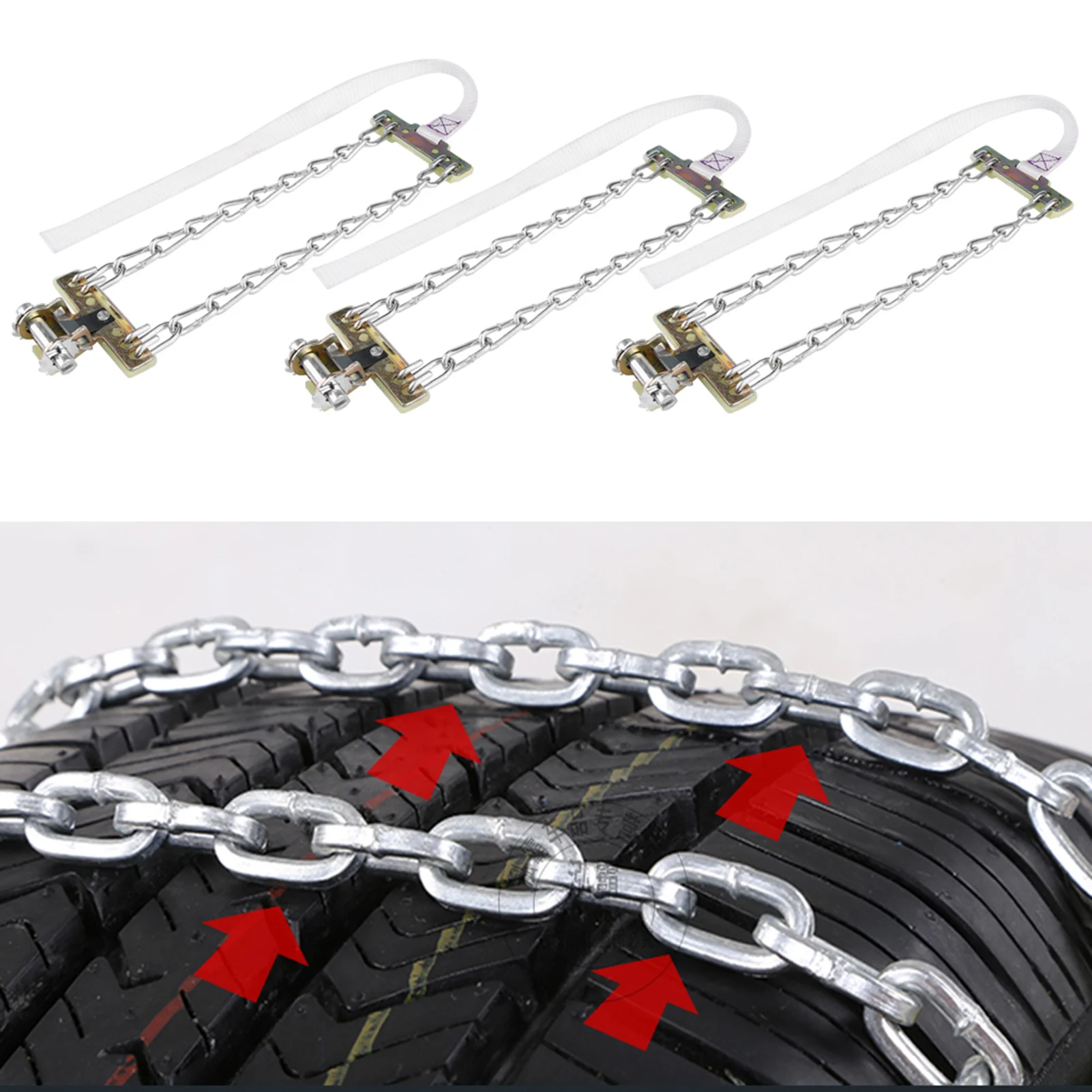 3pcs 235-285mm Anti Skid Mud Ice Snow Tire Chain Winter Security Tyre Belt For Car Truck SUV