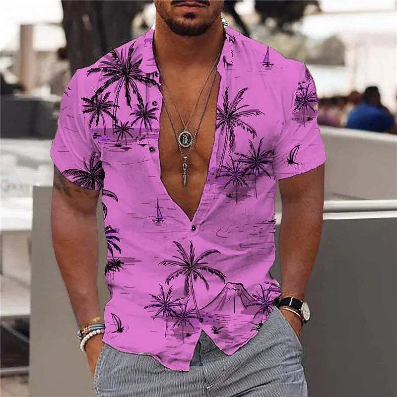 Coconut Tree 3d Print Hawaiian Shirts Men Women Street Fashion Daily Beach Shirt Floral Casual Blouse Short Sleeve Top Plus Size 2