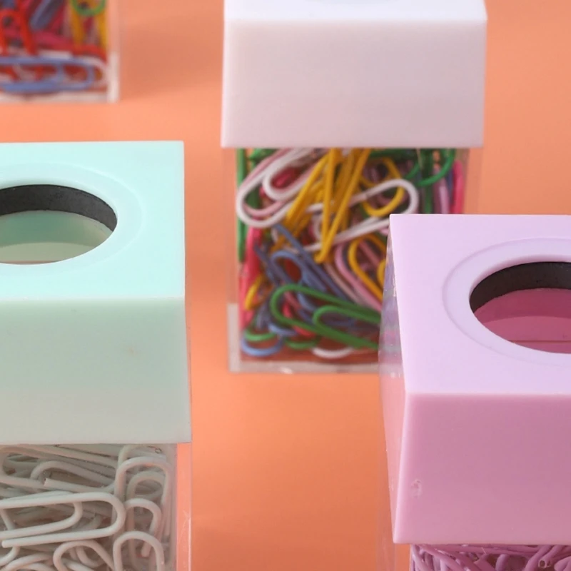 Magnetic Paper Clip Holder with Paper Clips Cute Office Supplies for Desk Organizer Magnetic Paper Clip Dispenser Box K1KF 2