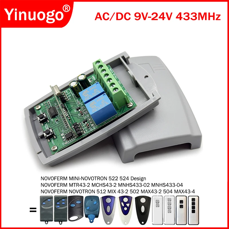 Garage Door Remote Control Receiver 433.92MHz garage door opener garage remote control For NOVOFERM NOVOTRON 502 504 512 MINI-NOVOTRON 522 524 MTR43-2 MCHS43-2 MNHS433
