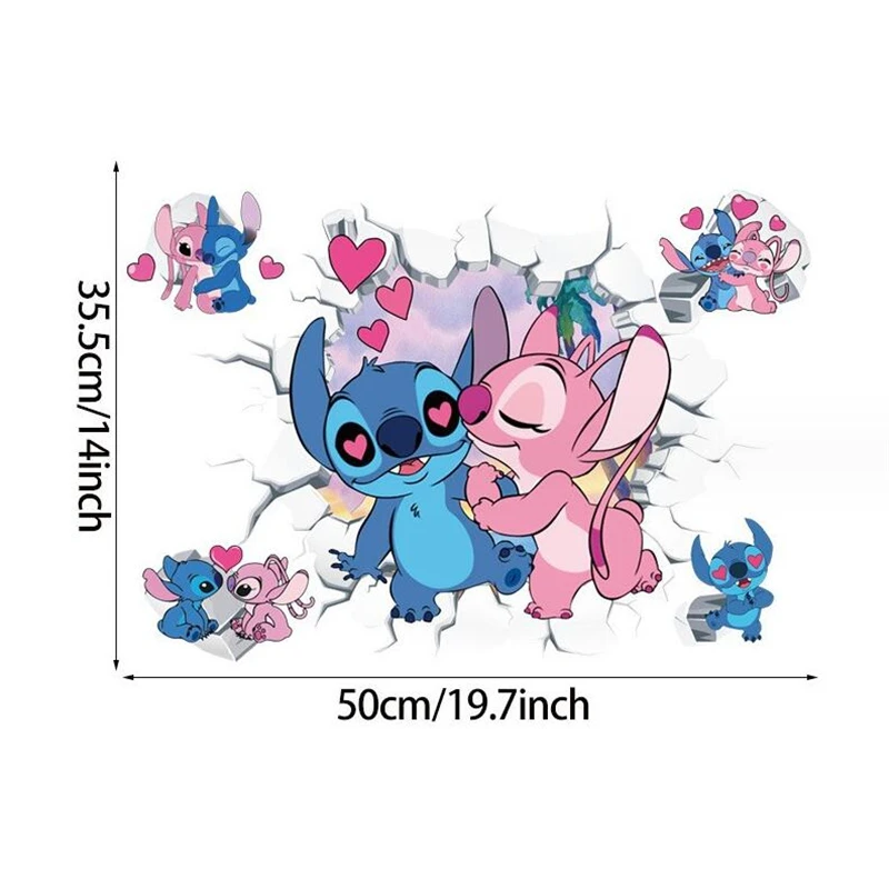 Description Picture 3 of itemMINISO Cartoon Lilo & Stitch Wall Stickers For Kid's Room Kindergarten Living Room Bedroom Wall Decoration Animated Poster