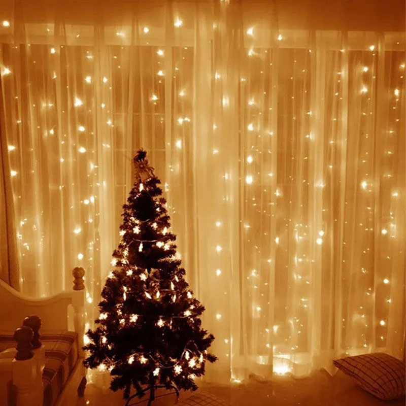

Curtain LED String Lights Christmas Decoration 6M Remote Control Holiday Wedding Fairy Tale Garland Lights Bedroom Outdoor Home