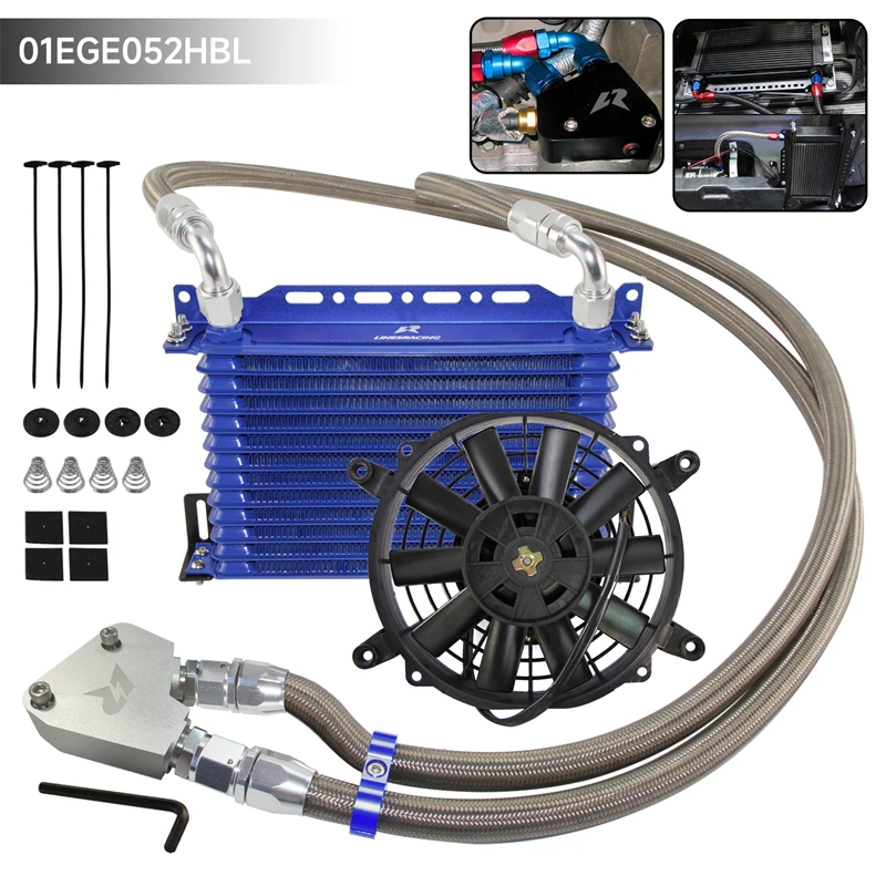 Kit Radiatore Olio An10 10/13/15/19 Row Engine Per Ls1 Ls2 Ls3 Lsx Ve + 7 "Kit Ventola Elettrica Lsx Ve Hsv Vz 1997-2019 Blu