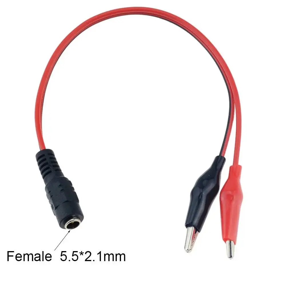 Alligator Clip To DC Power Plug Connector Adapter 25CM Test Leads Wire DC 5.5*2.1mm Clips Crocodile Male Female Connect