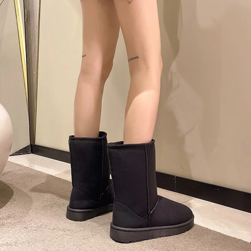 Warmth and Cold Protection Winter Women's Boots 2023 Retro Platform Ladies Mid Calf Boots Plus Size 42 Brown Snow Boots Zapatos