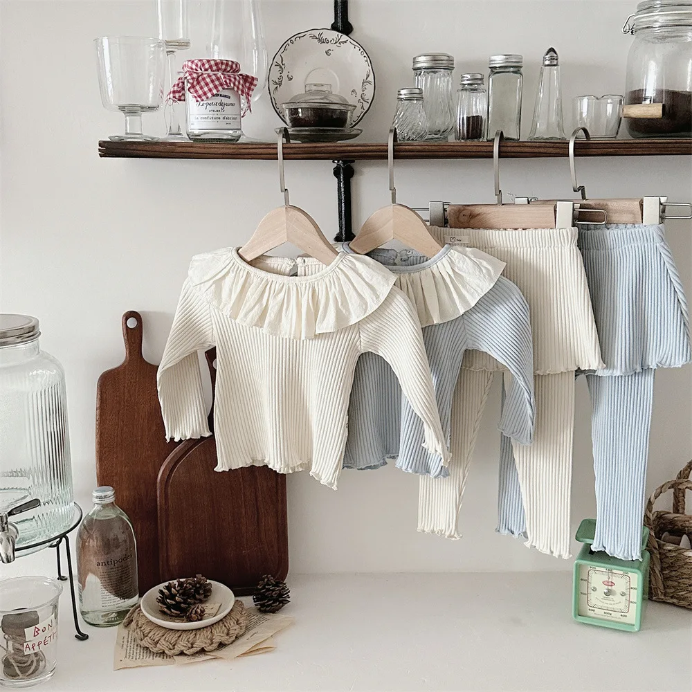 Girls Casual Long Sleeve Top and Skirt Pants