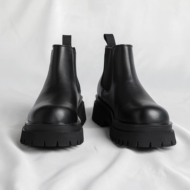 Men Boots Style Leather Shoes Italiano Leather Boots Platform Shoes For Men Fashion Short Plussize Chelsea #9011