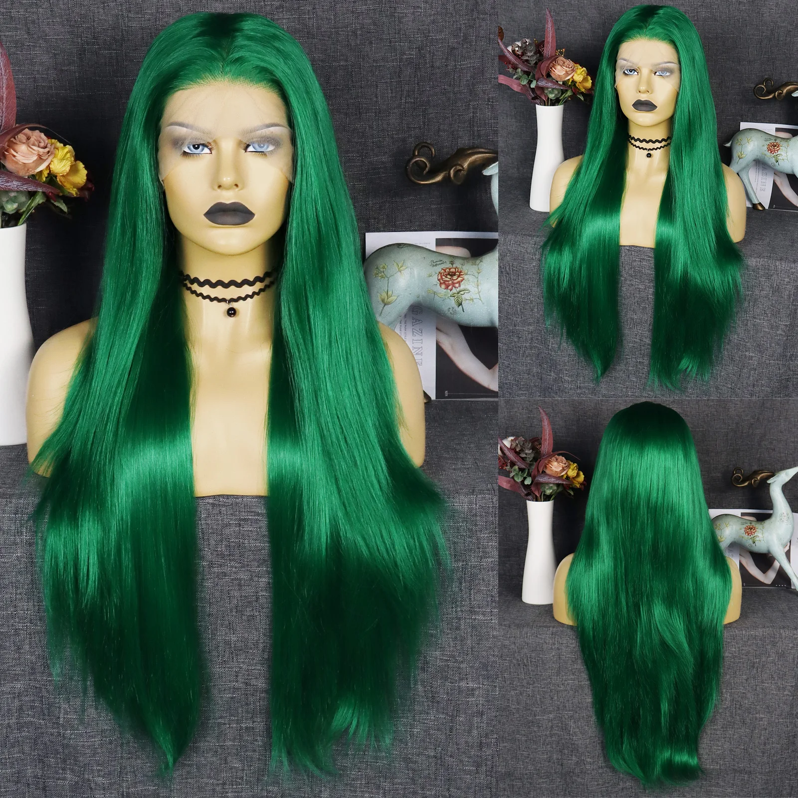 30 Inches Synthetic 13x3 Lace Front Wigs Green Straight Hair Heat Resistant Fiber Cosplay For Black Women Hollywood Party black sunset hollywood sex lies glamour betrayal and raging egos